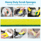 24 Pack Heavy Duty Scrub Sponges,Multi-Purpose Kitchen Sponge, Efficiently Clean The Surface Stains,Used for Clean Kitchen Pots,Bowls,Bathrooms,Tiles,Wall Good Helper for Home Cleaning