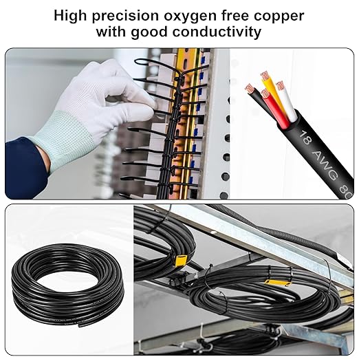16 Gauge Wire 4 Conductor,16 AWG Electrical Wire Stranded PVC Cord Oxygen-Free Copper Cable,200FT 4 Core Pure Copper Flexible Cable Wire for LED Lamp Lighting Strips Automotive (16AWG-4C, 200FT)…