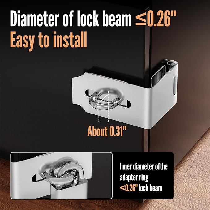 Door Lock Hasp Latch, 90 Degree Solid 304 Stainless Steel File Cabinet Hasp Lock Latch, Extra Thick Gate Lock Hasp Padlock with Keys Brushed Finish (1.96 Inch, Silver)