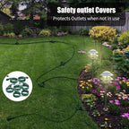 50Ft Outdoor Extension Cord Multiple Plugs- Evenly Spaced 6 Outlets Plugs with Safety Cover, 16/3 SJTW Green Outdoor Extension Cord for Landscape, Christmas Tree Lights, Holiday, ETL Listed