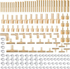 168Pcs Hose Barb Fuel Line Fittings Assortment Kit Barb Splice/Coupler/Female Adapter/Tee/90°Male Elbow Thread 1/8" 3/16" 1/4" 5/16" 3/8" 1/2" Air Hose Fitting with Pipe Clamps for Fuel