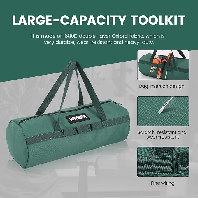 Tool Bag (2-Pack), Round Bucket tool bag organizer,Garden tool bag, Outer knitted lanyard, Heavy-Duty 1680D Oxford Fabric, for camping storage,Hiking,BBQ Tool Storage(by WMEEII)