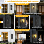 20in Outdoor Wall Light Motion Sensor-Black Modern Sconce Waterproof Exterior Lighting Fixture E26 Socket Porch Lights Extra Large Lantern for Entryway Patio House Garage 2Pack