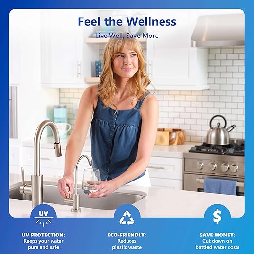 Express Water Reverse Osmosis Ultraviolet Water Filtration System – 100 GPD (Modern Brushed Nickel Faucet)