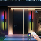 TODOLUZ 2-Pack 40-Inch Outdoor RGB Long Linear Wall Light Fixture, IP65 Waterproof 24W LED Exterior Wall Sconce Lighting with Remote Control for Indoor Party Garage