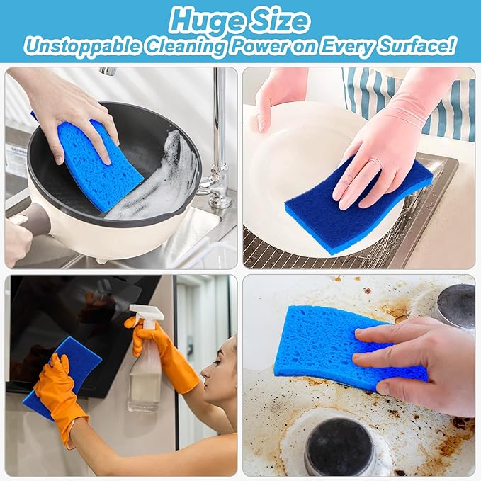 AIDEA XL Scrub Sponges Non-Scratch 24Count, Extra Large Sponges Kitchen, Sponge for Dishes, Cleans Fast Without Scratching Safe for Non-Stick Cookware, Cleaning Power for Kitchen, House