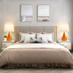 GyroVu Table Lamp Set of 2, Ceramic Table Lamp Classic Beside Lamps Nightstand Lamp Modern Table Lamp for Living Room, Bedroom & Office Rocker Swtich Orange-LED Bulbs Included