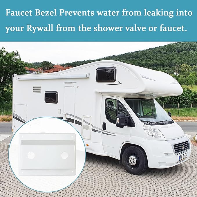 White Duo Faucet Mount KIT Faucet Bezel Stand Off Faucet Cover