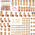 135 Pcs DOT Air Brake Line Fittings, 1/4" 3/8" 1/2" Brass DOT Compression Air Nylon Tubing Fittings Connectors Assortment For Trucks or Industrial Use