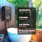 GASLAND BE158B 1.58GPM 6L Portable Hot Water Heater, Instant Propane Water Heater, Overheating Protection, Easy to Install, Use for RV Cabin Barn Camping Boat, Black