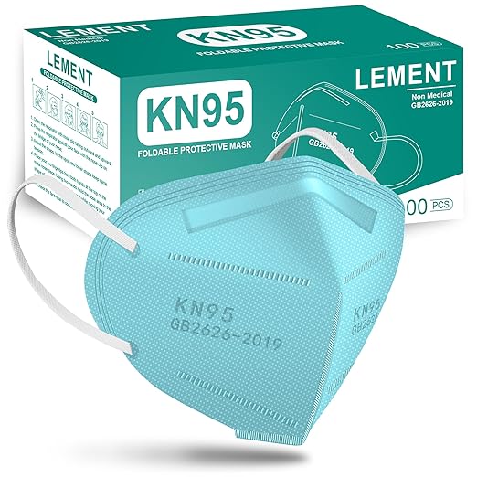 LEMENT KN95 Face Masks,100 Pack Breathable Cup Dust Disposable Masks For Adults,Blue