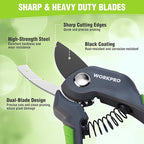 WORKPRO 8.5" Bypass Pruning Shear, Heavy Duty Garden Scissors & Clippers with Labor-Saving Design, Handheld Gardening Shears with Sharp Blade for Branch Trimming and Floral arrangement