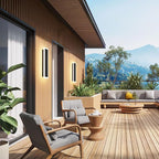 Aipsun 2 Pack Modern Black LED Outdoor Wall Light, 11.8x3.54x1.73 inches, 10W, 1000 Lumen, Warm Light, Waterproof IC Driver, Hardwired, for Porch, Balcony, Yard, Home