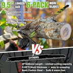 9.5-Inch Wood Pruning Reciprocating Saw Blade Set with Storage Box, 6-Piece Pruner Saw Blades with 5 TPI CR-V Steel for Tree Trimming Wood Cutting