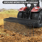 72 Inch 3 Point Tractor Rake, Pine Straw Needle Rake, Durable Powder Coated Steel Spring Landscape Rakes Fit for Cat0,Cat1,Black