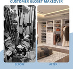 Modular Closet Organizer, 61" Wide Tower and Drawers, White Walk In Closet Storage, Wall Mounted Wardrobe Organizer Kit