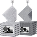 Navona 12Pack Steel Wire Dishcloth, Include 6Pack Triple-Layer Steel Wire Cleaning Cloth, 6Pack Dry and Wet Dual-Use Steel Wire Cleaning Cloth, Powerful Cleaning for Cookware, Sinks, Dishes