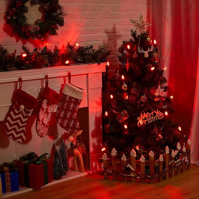 25 Pack Replacement C7 Light Bulbs for E12 Base Christmas String Lights, Classic Christmas Bulbs for Holiday Party Indoor Outdoor Garden Backyard Cafe Xmas Decoration, Red