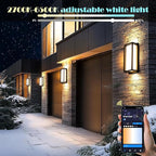 LED RGBCW Outdoor Wall Light Fixtures, 2 Pack Modern Wall Sconces, Color Changing Smart Exterior Lights, IP65 Waterproof Outdoor Porch Lights for House Front Door Garage