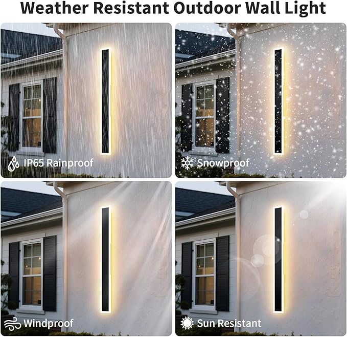 2 Pack 31.4 inch Modern Led Outdoor Wall Light, 3000K-6000K 10%-100% Dimmable Lights for Outside, IP65 Waterproof Wall Sconce Light with Remote Control for Porch,Hallway, Garage,Patio,Stairway,Yard
