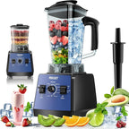 Blender, Smoothies Blenders, PRASKY Max.2400Watts/1000Watts Kitchen Blender and Grinder Combo 25000RPM Powerful Kitchen 68oz BPA Free 2 Containers Countertop Blenders Ice Crushing (Blue)