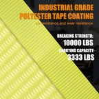 Adjustable Vehicle Tie Down Kit with Flat Hook Heavy Duty-Break Strength 10,000 lbs-Working Load 3333 lbs-2" x 10' Lasso Ratchet Straps for Car, Truck, UTV(Classic Yellow)