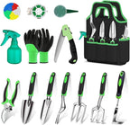 WNJ Garden Tool Set, 14PCS Complete Set of Heavy-Duty Stainless Steel Gardening Hand Tools with Stylish and Durable Tool Bag and Non-Slip Rubber Grips, Ideal Gardening Kit Gift for Women and Men