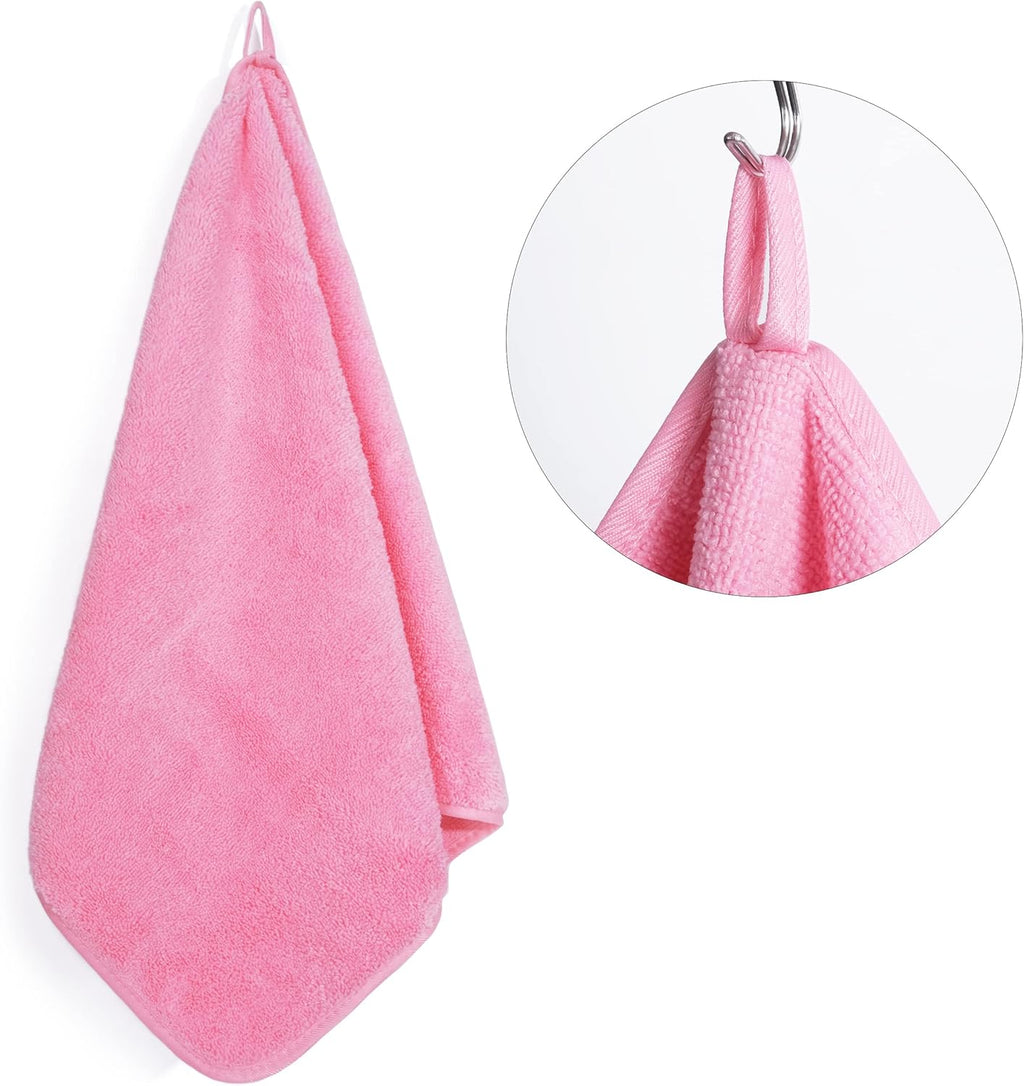 POLYTE Quick Dry Lint Free Microfiber Hand Towel, 16 x 30 in, Set of 4 (Pink)