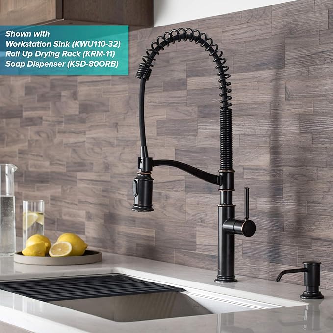 KRAUS Sellette Commercial Style Pull-Down Kitchen Faucet and Deck Plate in Oil Rubbed Bronze, KPF-1683ORB