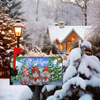 Winter Gnomes Welcome Mailbox Cover Magnetic Standard Size Snow Pine Tree Mailbox Cover Snowflake Post Mailbox Wraps Waterproof Xmas Decor for Yard Garden 18 X 21 Inch