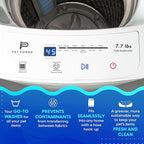 Pet Forge Spin Fresh Compact Washing Machine for Pet Items - Fully Automatic Portable Washer with 8 Pounds Capacity Top Load Spin Mini Washer for Pet Hygiene