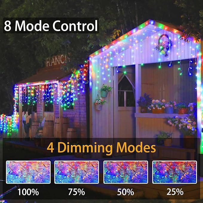 Christmas String Lights Outdoor - 99Ft/30M 1280 LED 8 Modes with Remote Control and App Waterproof Christmas Lights for Patio Yard Garden Wedding Party-Multicolor