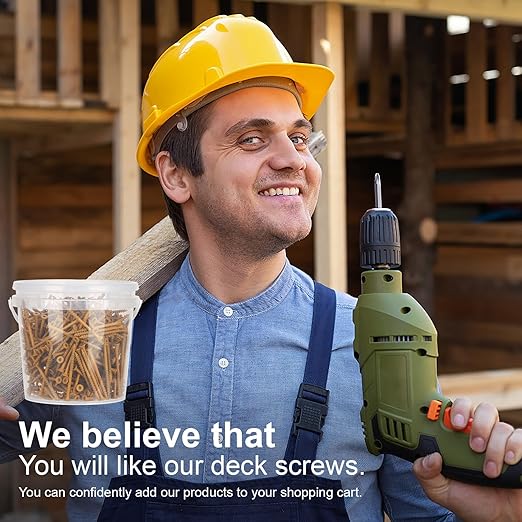 Deck Screws #8 x 1-1/4’’, T25 Star Torx Drive Flat Head Wood Screws, Tan, 5lb