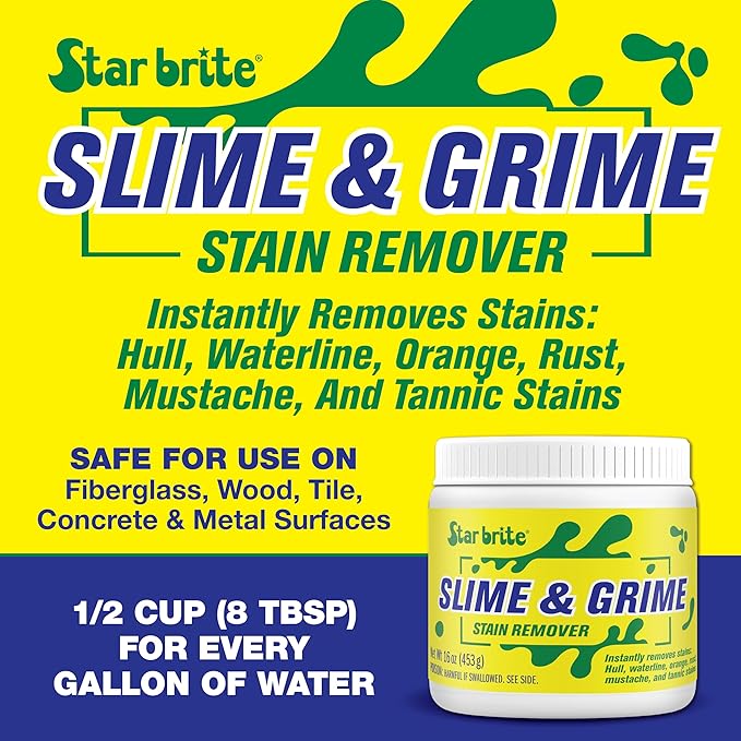 STAR BRITE Slime & Grime Stain Remover - Concentrate Makes 5 Gallons - Remove Tarnish, Rust & Tough Slimy Grimy Stains on Fiberglass, Metal, Wood, Cement, Tile, Decks & More - 16 OZ (094816)