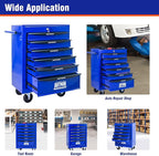 6 Drawers Rolling Tool Box on Wheels, Multifunctional Tool Chest Cabinet with Lock, Drawers Rolling Tool Cart Trolley Organizer Tool Storage Case for Warehouse,Garage,Workshop (Blue)