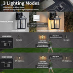 Motion Sensor Outdoor Wall Lights, Porch Light Outdoor 3 Lighting Modes, Dusk to Dawn Exterior Light Fixture, Waterproof, Outside Lights for House Front Door Patio Garage 2 Pack (Black)