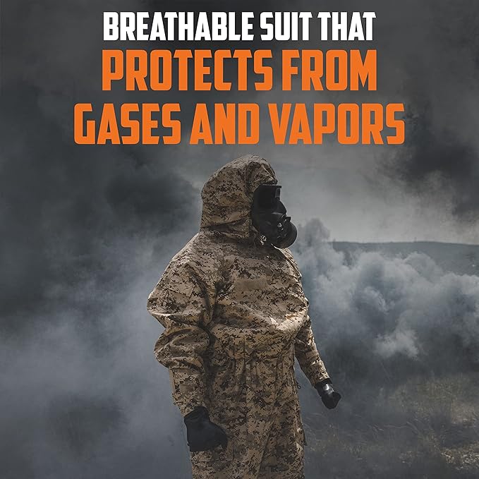MIRA Safety MOPP-1 CBRN Protective Suit | Washable, Semi-permeable, Chemical-Resistant Coverall with Integrated Hood