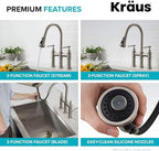 KRAUS Allyn Transitional Bridge Kitchen Faucet with Pull-Down Sprayhead in Spot Free Stainless Steel, KPF-3121SFS
