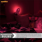 Sunlite 01058 7C7 Incandescent Bulb, 7 Watt, Candelabra E12 Base, C7 Small Night Light, Colored Bulb, Red, 12 Count