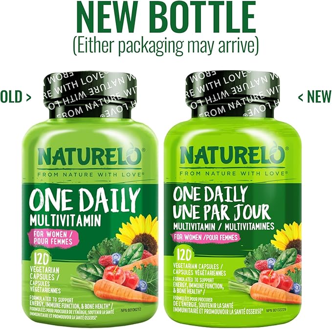 NATURELO One Daily Multivitamin for Women - Energy Support - Whole Food Supplement to Nourish Hair, Skin, Nails - Non-GMO - No Soy - Gluten Free - 120 Capsules - 4 Month Supply