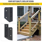 201 Stainless Steel 2" x 4" (1 ½" x 3 ½" Actual) Deck Railing 37.5°Stair Connectors, for Deck Railing Stair Handrail Connection Installation Deck Railing Bracket (4 Pair-Black)