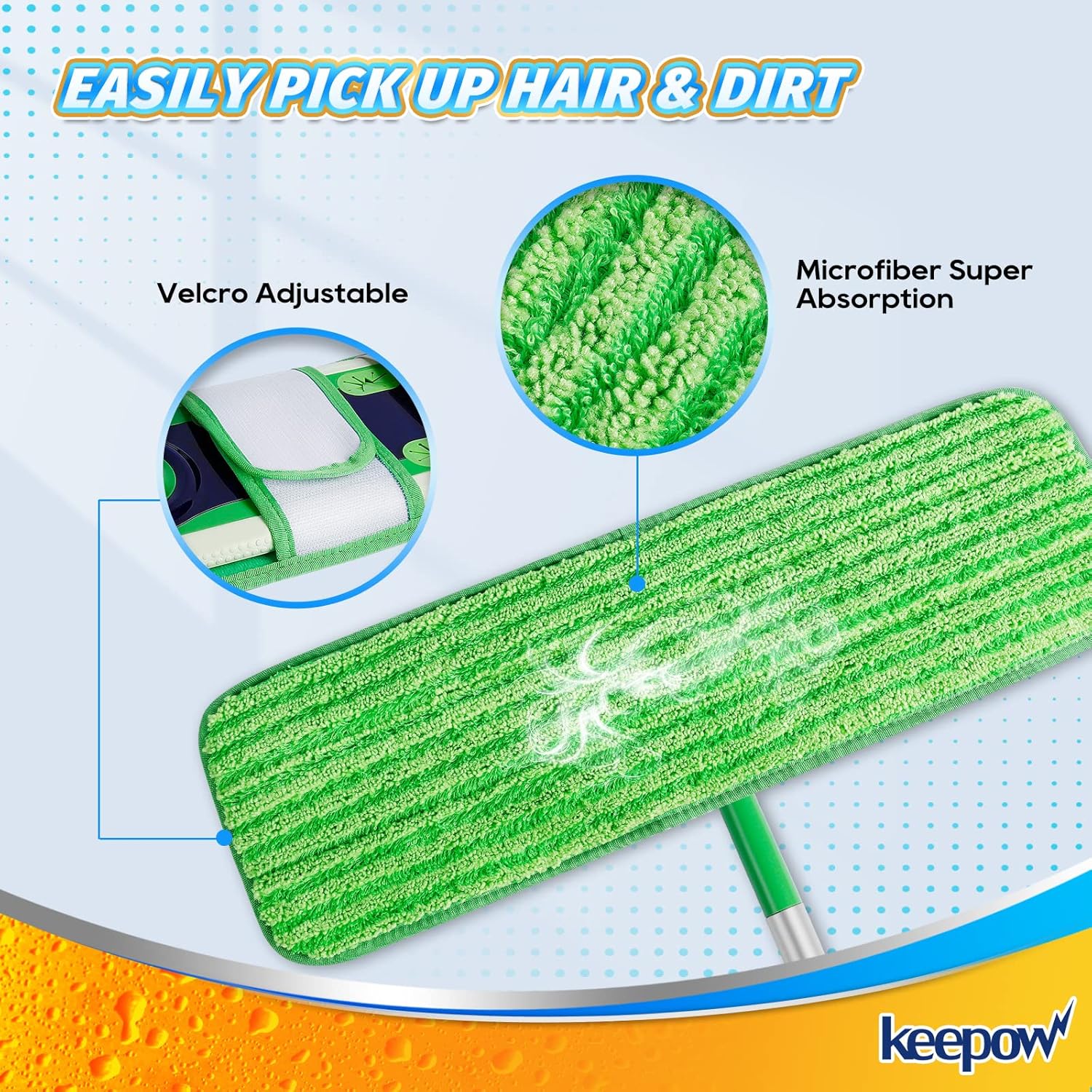 KEEPOW XL Dry Sweeping Cloths for Swiffer XL, Dry Refills for Swiffer XL Mop, Reusable Microfiber Mop Pads for Hardwood Floor, 2 Pack
