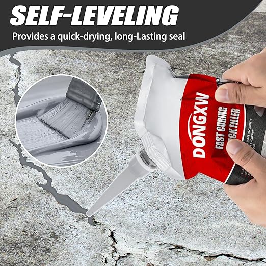 Concrete Crack Filler Repair Adhesive – Quick-Drying Waterproof Cement Crack Filler, Concrete Caulk Sealant for Joints, Walls, Sidewalk, and Foundation(Grey)