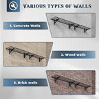 2 Pack Heavy Duty Garage Wall Shelving Set (1x4ft), Wall Mounted Garage Shelves 500lbs Capacity, 12"x48" Shelf Storage Rack Floating Shelves, Black