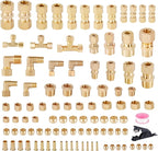 101Pcs Brass Compression Tube Pipe Fittings, Air Nylon Tubing Fittings Assortment Kits 1/4" 1/8" 3/8" 1/2" 5/8" Union/Tee/Elbow/Straight Connector for Industrial Use or Trucks Trailers