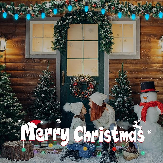 Abeja C7 Ceramic Christmas Replacement Bulbs, Blue Ceramic Christmas Lights Great for Night Lights, Decorative Lights and Christmas Strings, 25 Pack