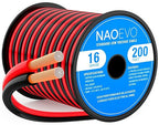 NAOEVO 16 Gauge Wire 200FT, 2 Conductors Electrical Wire Red Black Cable, Flexible/Low Voltage/PVC 16 AWG Copper Clad Aluminum Extension Cord for Speaker, LED Strips, Automotive 12V/24V DC