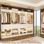 Unikito 25” W x 80'' H Closet Organizer Storage with Hanging Rod and 2 Wooden Drawer, Adjustable Angled Shoes Rack, Sturdy Garment Racks, Walk-in Closet Tower for Bedroom, Mudroom, and Entryway, White