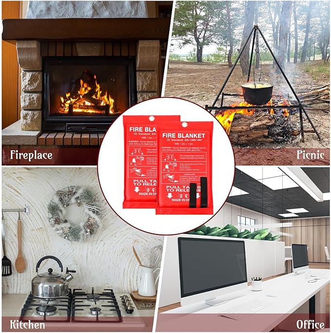 Jerify 16 Pack Fire Blanket for Home Emergency Fire Blanket 47 x 47 Inch Kitchen Fire Suppression Blanket Fiberglass Fire Blanket Flame Retardant Protection and Heat Insulation (Red)