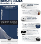 Clothes Dryer, Portable Foldable Drying Machine with Timer, Easy Carry Laundry Drying Wardrobe with Large Capacity, Electric Dryer/Rack for Home | Appartments | RV (Blue DF1)